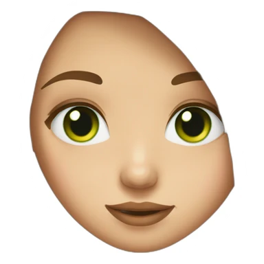 girl with brown straight long hair, big green eyes, plump lips sticker