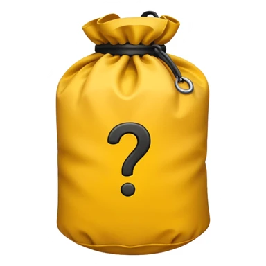 heavy bag printed with overstuffed with yellow question marks sticker