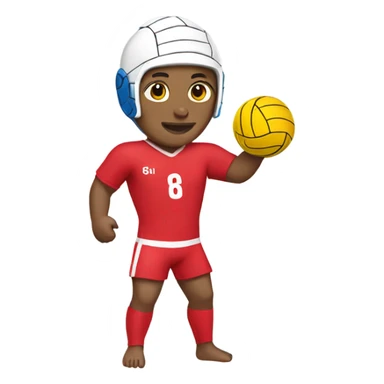 Water polo player wearing red costume sticker