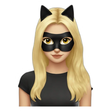 Black cat mask on girl with blond hair sticker