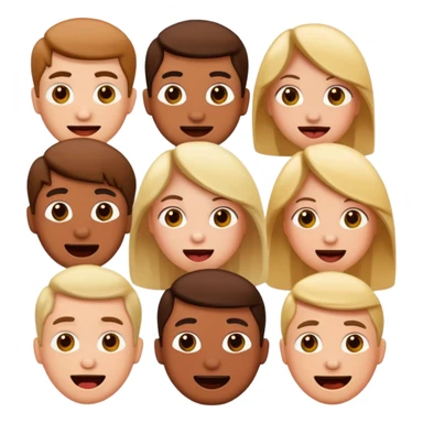 grupo de personas haciendo locuras, estilo emoji sticker