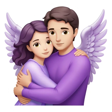 White brunette man ray of light hugging a pastel purple woman angel sticker