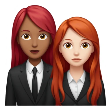 Mujer flaca con cabello largo color rojo color de piel blanca, hombre de color medio moreno con cabello color negro, flaco sticker