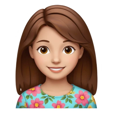 smiling girl in floral print brown hair  sticker