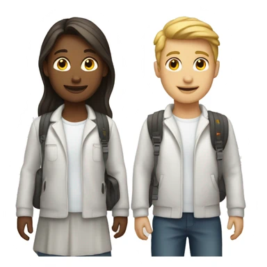 Two students in white sticker