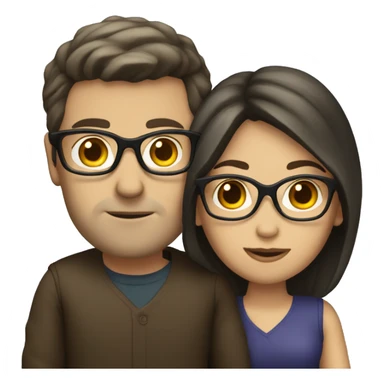Caucasian couple with dark hair and glasses sticker