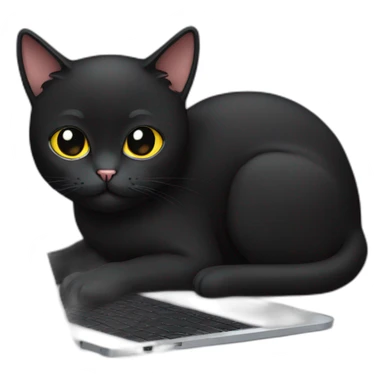 black-cat-coding-on-a-laptop sticker