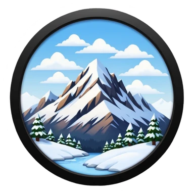 simple painting in a frame with snowing ,ountain sticker