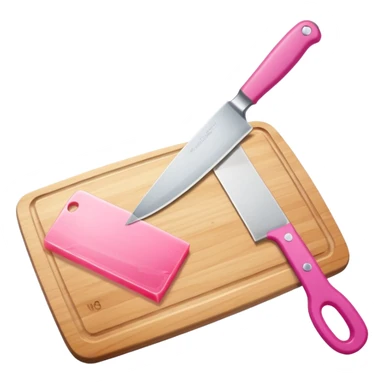 a cutting board with pink knife in bag sticker