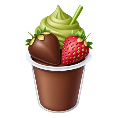 Chocolate covered strawberries with pistachio in a plastic cup sticker