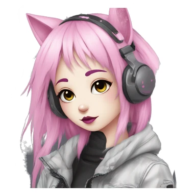 Edgy Kawaii Cute Cool Cartoon Anime Punk Techwear Gothic Catgirl sticker