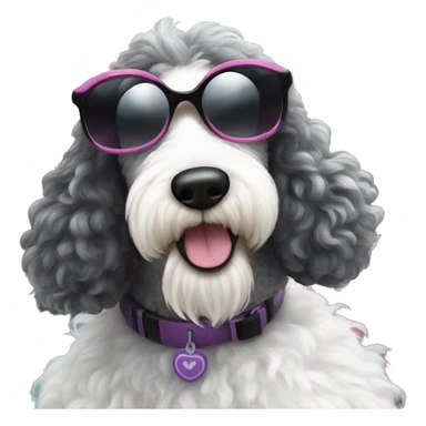 Sheepadoodle girl with sunglasses at Disneyland  sticker