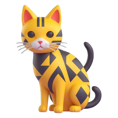 confident and strong cat inspired by the Binance logo, yellow and black colors, geometric patterns sticker