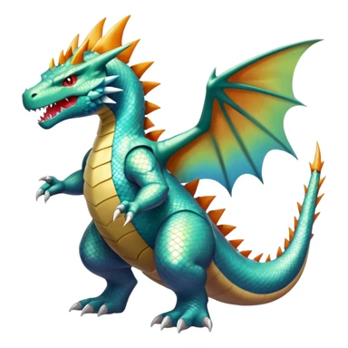 Shiny Exotic Colorful epic Tyranitar-Charizard-Dragonit—Salamence-Drudigon-Haxorus-Fakémon-hybrid-creature (full body)  sticker