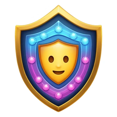 Glowing shield protecting cells, anti-inflammatory compounds, calm energy waves, clean simple emoji style sticker