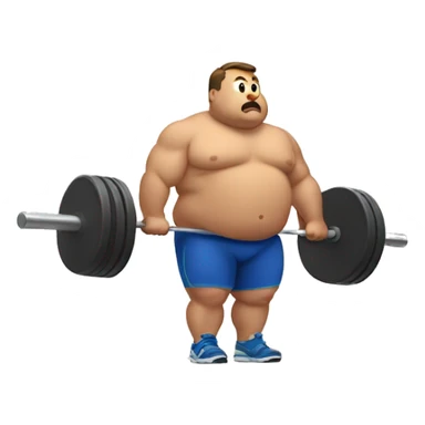 Fat man lifting barbell sticker