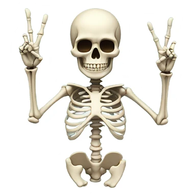 Skeleton doing the peace sign sticker