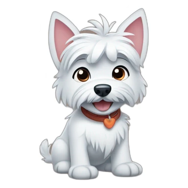 West Highland white terrier with Disney Lilo and Stitch sticker