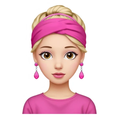 Fashion girl with pink headband and earrings sticker