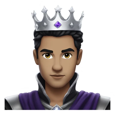 Rhysand has medium toned skin black hair and purple eyes. He is king of the night court and wears a silver crown on top of his head  sticker
