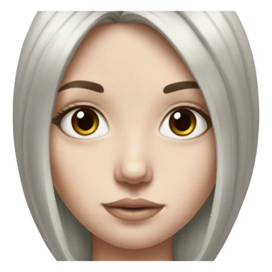 Hyper realism white girl with long black hair sticker