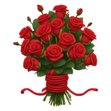 Big Bouquet red roses binded with rope. No white inbetween the roses. Make rope less sticker
