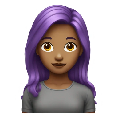 Young girl with purple hair sticker