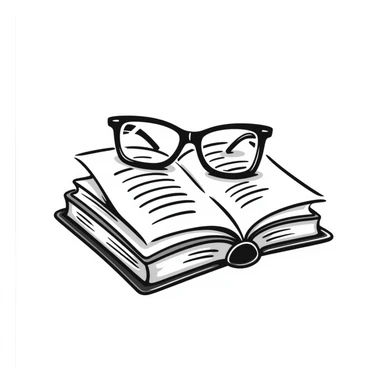 Hand-drawn book with glasses resting on top sticker