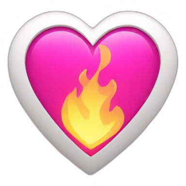 Pink heart with fire sticker