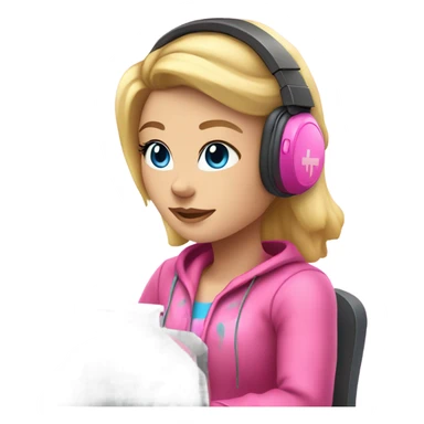 blonde hair blue eyed gamer girl pink  sticker