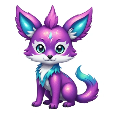 Cool cute Kawaii edgy fantasy animal sparkle fursona Fionbri creature by griffsnuff & LiLaiRa & Falvie full body sticker