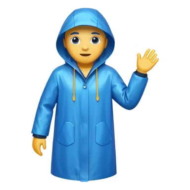 blue raincoat, just rain coat, negative: character. sticker