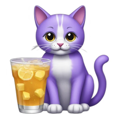 purpleish cat sitting with three drinks sticker