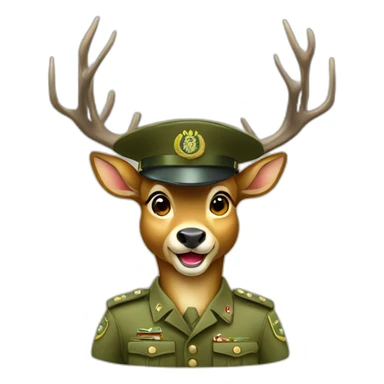 a deer in an IDF army uniform with his hoof up to his head in a saluting pose sticker