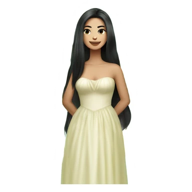 Beautiful woman long black hair in long puffy dress holding durian sticker