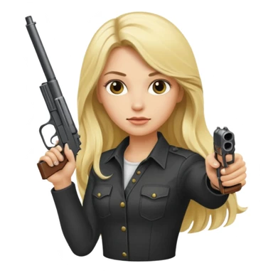 blonde long haired rockstar holding a gun sticker