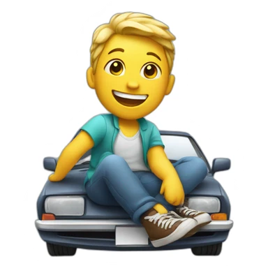 happy sitting on car sticker