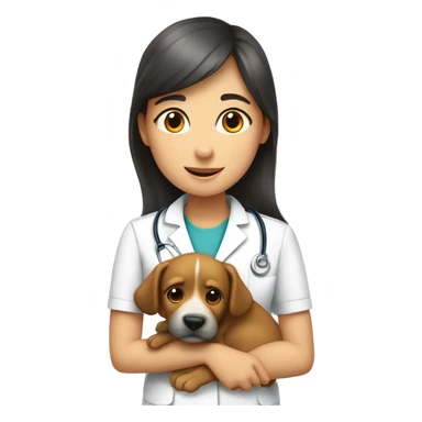 Dog cuddles veterinarian girl sticker