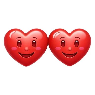 2 cute smiley face hearts sticker