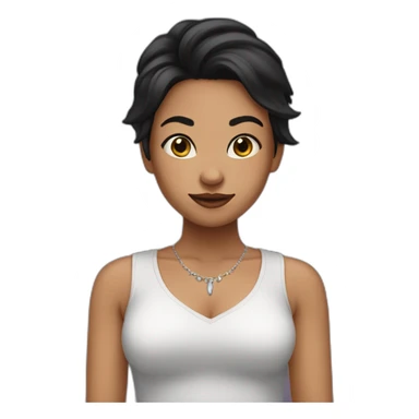 youg woman with blach hairs, noze and ears piercing sticker