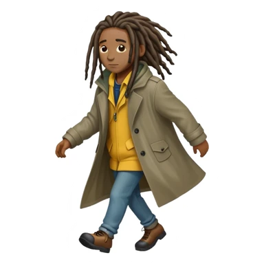 Black person with dreads walking in the rain sticker