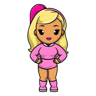 Nicki Minaj wearing a pink outfit with hair that is half blonde and half pink sticker