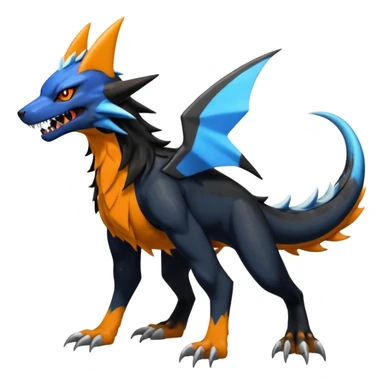 4-legged, digitigrade, clawed, furry finned sharp, cool, badass, angry, edgy Sergal-Sharpedo-Houndoom-Garchomp-Nargacuga-Silvally-Vaporeon-fusion-hybrid-creature, full body sticker