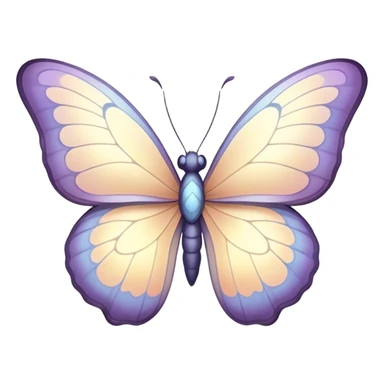Beautiful and Majestic Butterfly Portrait Emoji, Head and body rendered in serene repose with a gentle, content smile, showcasing a delicately patterned form with softly shimmering wings and eyes peacefully closed in tranquil repose, Simplified yet exquisitely endearing features, highly detailed, glowing with a soft, drowsy pastel light, high shine, relaxed and utterly noble, stylized with an air of timeless natural beauty, soft glowing outline, capturing the essence of a majestic butterfly that embodies the pure enchantment of nature! sticker