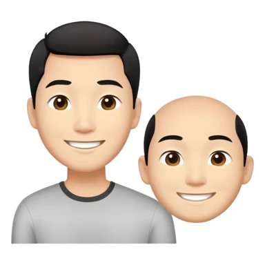 Asian man with short black hair, friendly smile, Josh Lim character sticker