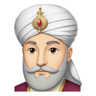 ​Cinematic Realistic Portrait of Suleiman the Magnificent, depicted as a regal Ottoman sultan adorned with a large, white, round, tall turban and a majestic grey beard, his commanding gaze bathed in warm, historic lighting that exudes timeless authority and grandeur, sticker
