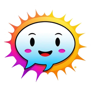 Comic drawing icon, colorful comic book style, vibrant characters, speech windows with text, bright colors, minimalistic design, on a white background. sticker
