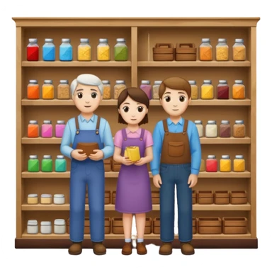 2 grown characters + small shop sticker