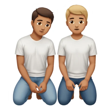 a guy standing up and another guy on both of his knees in front of said guy standing up who is loookg down at him and guy on knees is looking up at him sticker