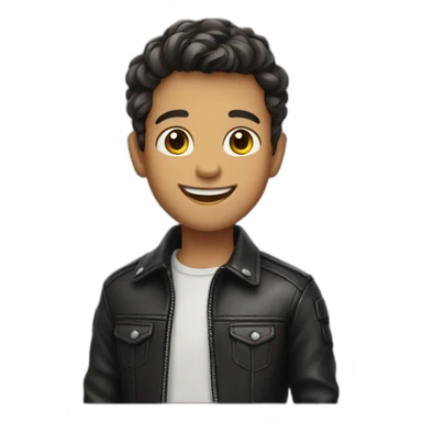 smiling boy in leather jacket sticker